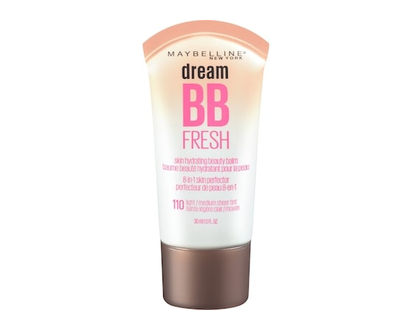 Crème Dream BB Fresh Maybelline New York, Formule aqueuse en gel, Sans huile ni ingrédients lourds, Couvrance lustrée, Fini naturel, Hydratante et lég