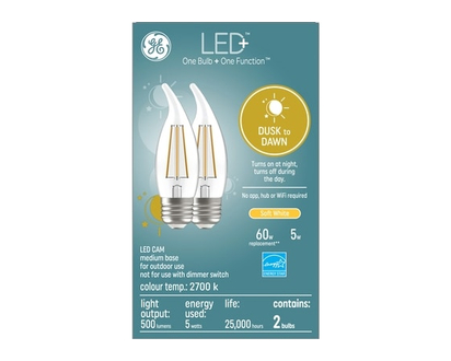 GE LED+ 60W Dusk2Dawn Cam Soft White 2PK - 1.0 EA