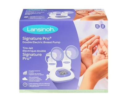 SignaturePro Double Electric Breast Pump, Portable, LCD Display, Includes Breast Pump Bag, 25mm Breast Pump Flanges and 2 Lansinoh Baby Bottles - 1 EA
