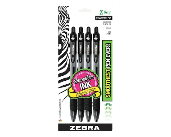 Stylo à encre noire Z-Grip, paq de 4 - 1.0 EA