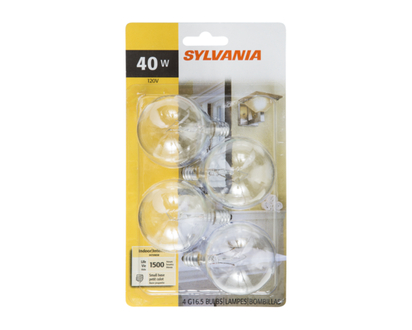 Sylvania G16.5 Globe 40W Light Bulbs, Clear - 4.0 EA