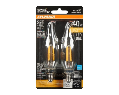 Sylvania Soft White Led 40 W B10 Clear Bulbs - 2.0 EA