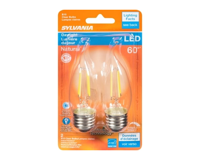 Sylvania Daylight Led 60 W B10 Clear Bulbs - 2.0 EA