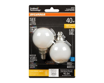 Sylvania Soft White Led 40 W G16.5 Frosted Bulbs - 2.0 EA