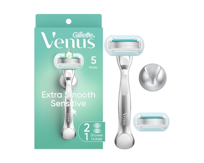 Gillette Extra Smooth Sensitive Women's Razor with Reusable Razor Handle, 2 Razor Blade Refills and Shower Holder - 1.0 EA