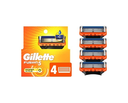 Gillette Cartouches de rechange de rasoir Power pour hommes, 4 cartouches de rasoir, bande lubrifiante, lame de précision, cartouches à 5 lames de ras