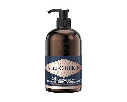 Nettoyant 3 en 1 pour la barbe, le visage & les cheveux King C. Gillette avec le parfum emblématique King C. Gillette, 350 mL (11,8 oz) - 350 ML