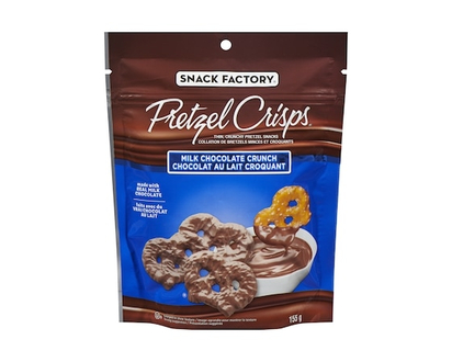 The Snack Factory Pretzel Crisps Thin, Crunchy Pretzel Snacks Milk Chocolate Crunch - 155.0 G