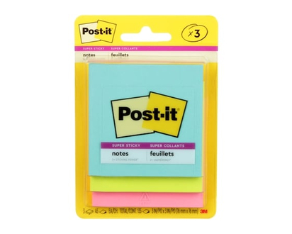 Post it Super Sticky Notes, Supernova Neons colours, 3 in x 3 in - 1.0 EA