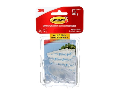 3M Clear Command Hooks, Medium - 1.0 EA