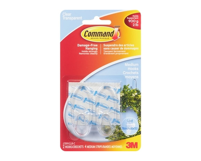 3M Medium Hook, Clear 2-Pack - 1.0 EA