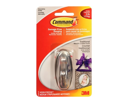 3M Command Traditional Metallic Coated Hook - 1.0 EA