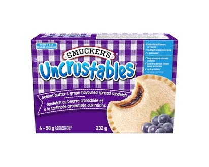 Smuckers Uncrustables Peanut Butter & Grape Flavoured Spread Sandwich - 58.0 G