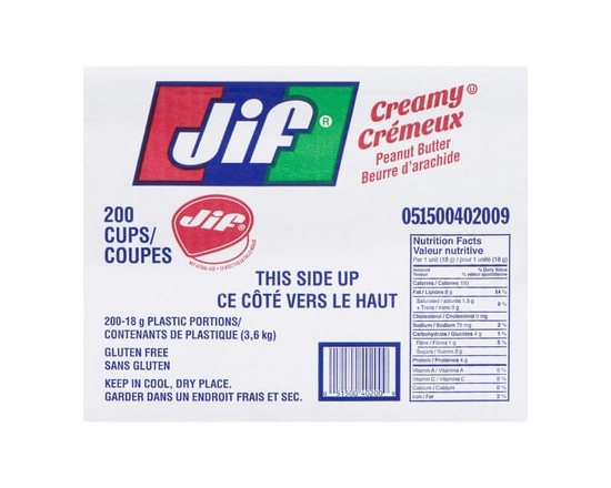 Peanut Butter Creamy 200 Cups - 18.0 G