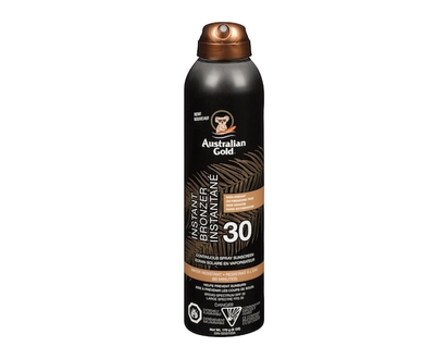 Australian Gold Continuous Spray Sunscreen Instant Bronzer Broad Spectrum Spf 30 - 177.0 ML