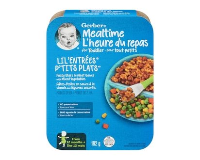 Gerber P’TITS PLATS Pâtes-étoiles en sauce à la viande avec légumes assortis - 192 G