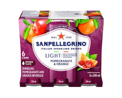 San Pellegrino Light Pomegranate & Orange, Sparkling Fruit Beverage - 6 PK