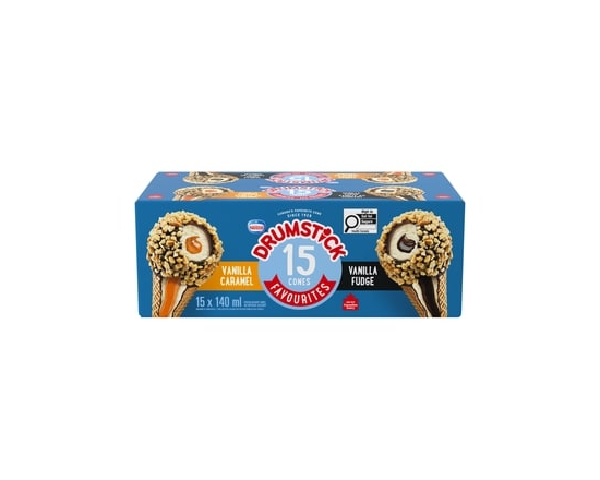 Drumstick Vanilla Fudge & Vanilla Caramel Cones, Variety Pack - 140.0 ML