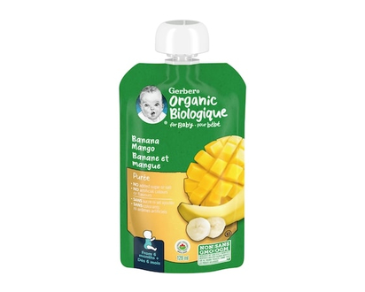 Gerber Purée Biologique Banane Mangue Aliment pour Bébé - 128 ML
