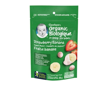 GERBER Organic YOGURT MELTS Strawberry Banana Toddler Snack - 28 G