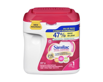 Similac Total Comfort Baby Formula, Powder, 0+ Months, Pink - 837 G