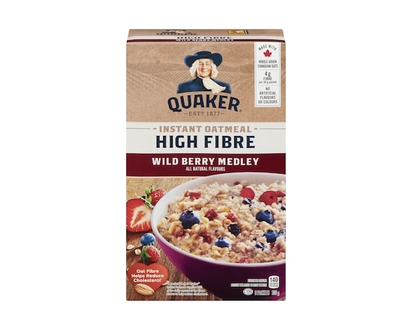 Quaker Instant Oatmeal High Fibre, Wild Berry - 304.0 G