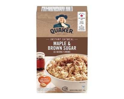 Quaker Maple & Brown Sugar Flavour Instant Oatmeal - 344.0 G