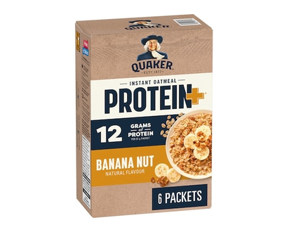 Quaker Protein+ Instant Oatmeal, Banana Nut Flavour, 6 packets - 366.0 G