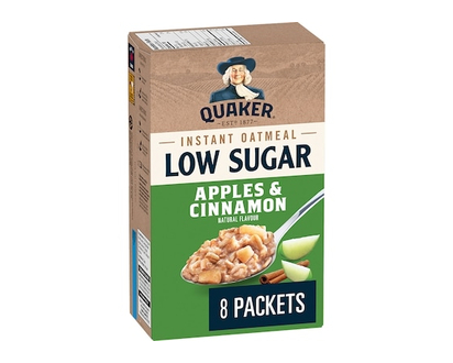 Quaker Apples & Cinnamon Flavour Low Sugar Instant Oatmeal (8 packets). - 232.0 G