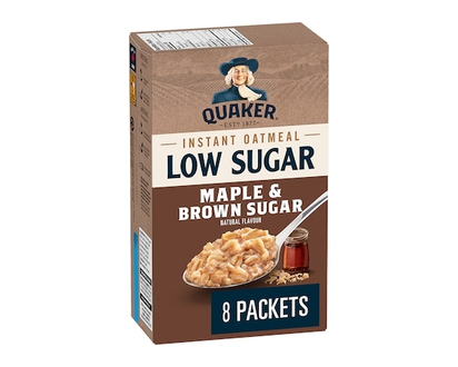 Quaker Maple & Brown Sugar Flavour Low Sugar Instant Oatmeal (8 packets). - 232.0 G