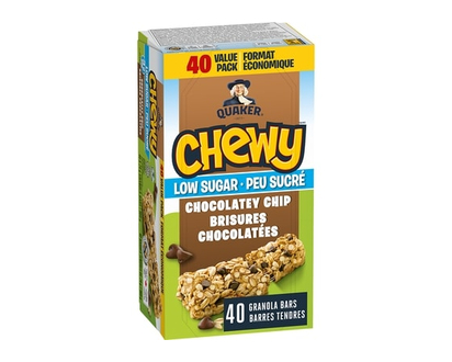 Quaker Chewy Low Sugar Chocolatey Chip Granola Bars, Value Pack, 40 Bars - 960.0 G
