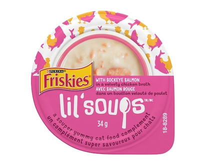 Purina Friskies Lil' Soups Sockeye Salmon in a Velvety Chicken Broth, Cat Food Complement - 34.0 G