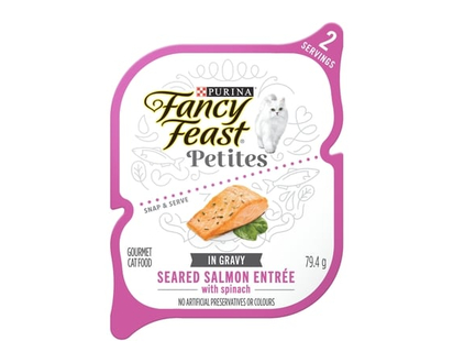 Purina Fancy Feast Petites Entrée de Saumon Grillé avec Épinards, Nourriture Humide pour Chats 79,4 g - 79.4 G