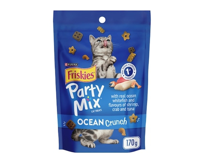 Purina Friskies Party Mix Ocean Crunch with Real Ocean Whitefish, Cat Treats - 170.0 G
