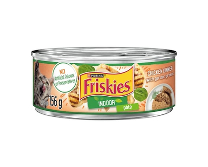 Purina Friskies Indoor Chicken Dinner with Garden Greens pâtà©, Wet Cat Food - 156.0 G