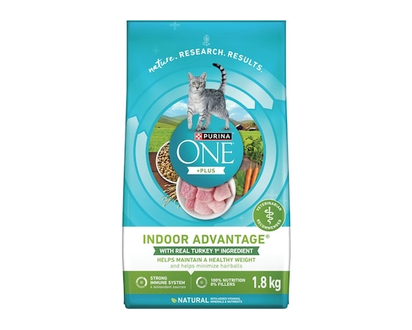 Purina ONE +Plus Indoor Advantage Turkey, Dry Cat Food - 1.8 KG