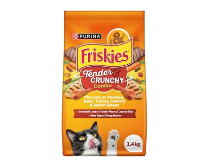 Purina Friskies Grillers Tender and Crunchy Combo Assorted Flavours, Dry Cat Food - 1.4 KG