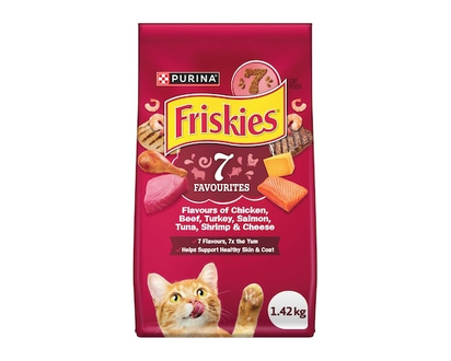Purina Friskies 7 Seven Favourites Flavours, Dry Cat Food - 1.42 KG
