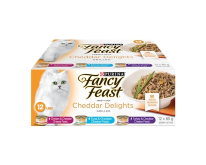 Purina Fancy Feast Cheddar Delights Variety Pack, Wet Cat Food - 1.02 KG