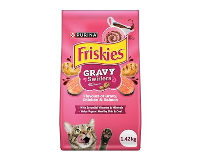 Purina Friskies Gravy Swirlers Assorted Flavours, Dry Cat Food - 1.42 KG
