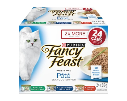 Purina Fancy Feast Assortiment Pâté Festin Fruits de Mer, Nourriture Humide pour Chats 24 x 85 g - 2.04 KG