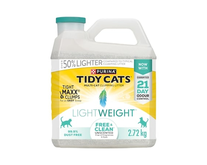 Purina Tidy Cats LightWeight Cat Litter Free & Clean Unscented Multi-Cat - 2.72 KG