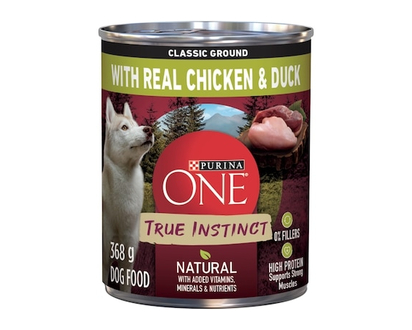 Purina ONE True Instinct Classic Ground Chicken & Duck, Wet Dog Food - 368.0 G