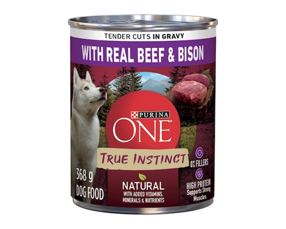 Purina ONE True Instinct Tender Cuts in Gravy with Beef & Bison, Wet Dog Food - 368.0 G