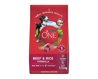 Purina ONE Microbiome Balance Beef & Rice Formula, Dry Dog Food - 1.72 KG