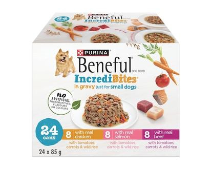 Beneful Beneful Incredibites Real Chicken, Salmon, and Beef in Gravy 24C Variety Pack, Wet Dog Food - 2.04 KG
