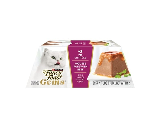 Fancy Feast Gems Wet Cat Food Mousse Paté with Beef 2 Count - 114.0 G