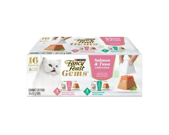 Fancy Feast Gems Wet Cat Food Mousse Paté Salmon & Tuna Collection Variety Pack - 1125.0 G