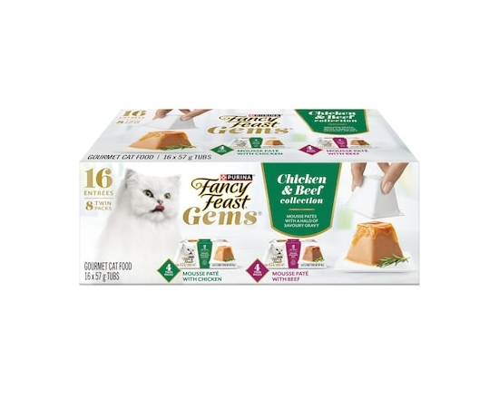 Fancy Feast Gems Wet Cat Food Mousse Paté Chicken & Beef Collection Variety Pack - 1125.0 G