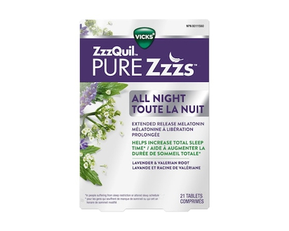 Vicks ZZZquil Pure Zzzs Melatonin Lavender Valerian Root All Night - 21.0 EA